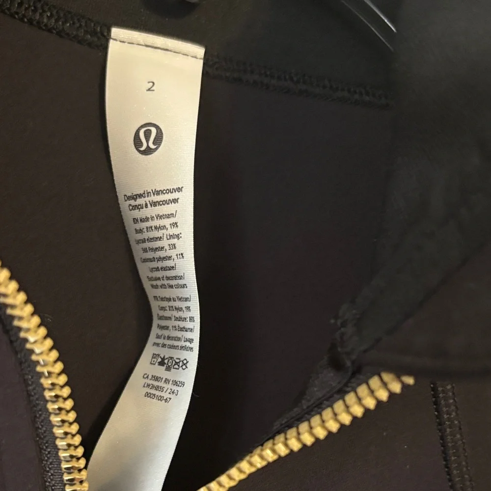 lululemon athletica Black Bomber Jacket with Gold Zippers - Picture 2 of 3